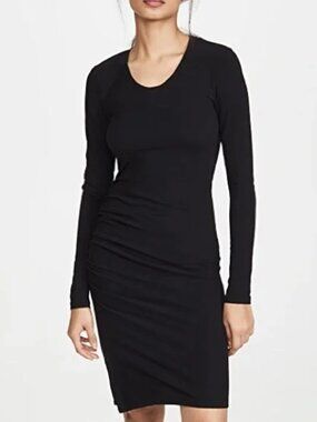 Sundry Anthropologie Side Ruched Body-Con Black Dress 0